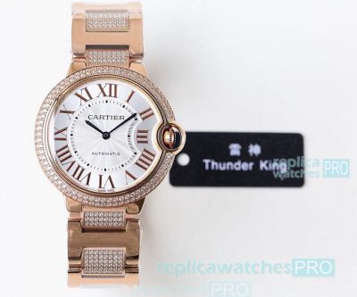 Swiss Replica Ballon Bleu de Cartier Rose Gold Diamond Watch 40mm